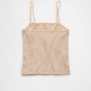 American Eagle Ribbed Lace Trim Cami Tank Square Neck Bow Detail Stretch Top NWT